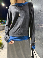 領袖撞色T-shirt/灰