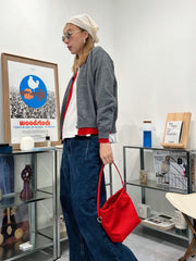 束口Bucket Bag/紅