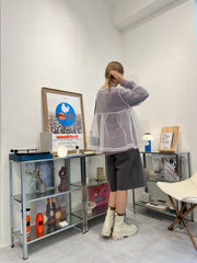 Organza長袖罩衫/白