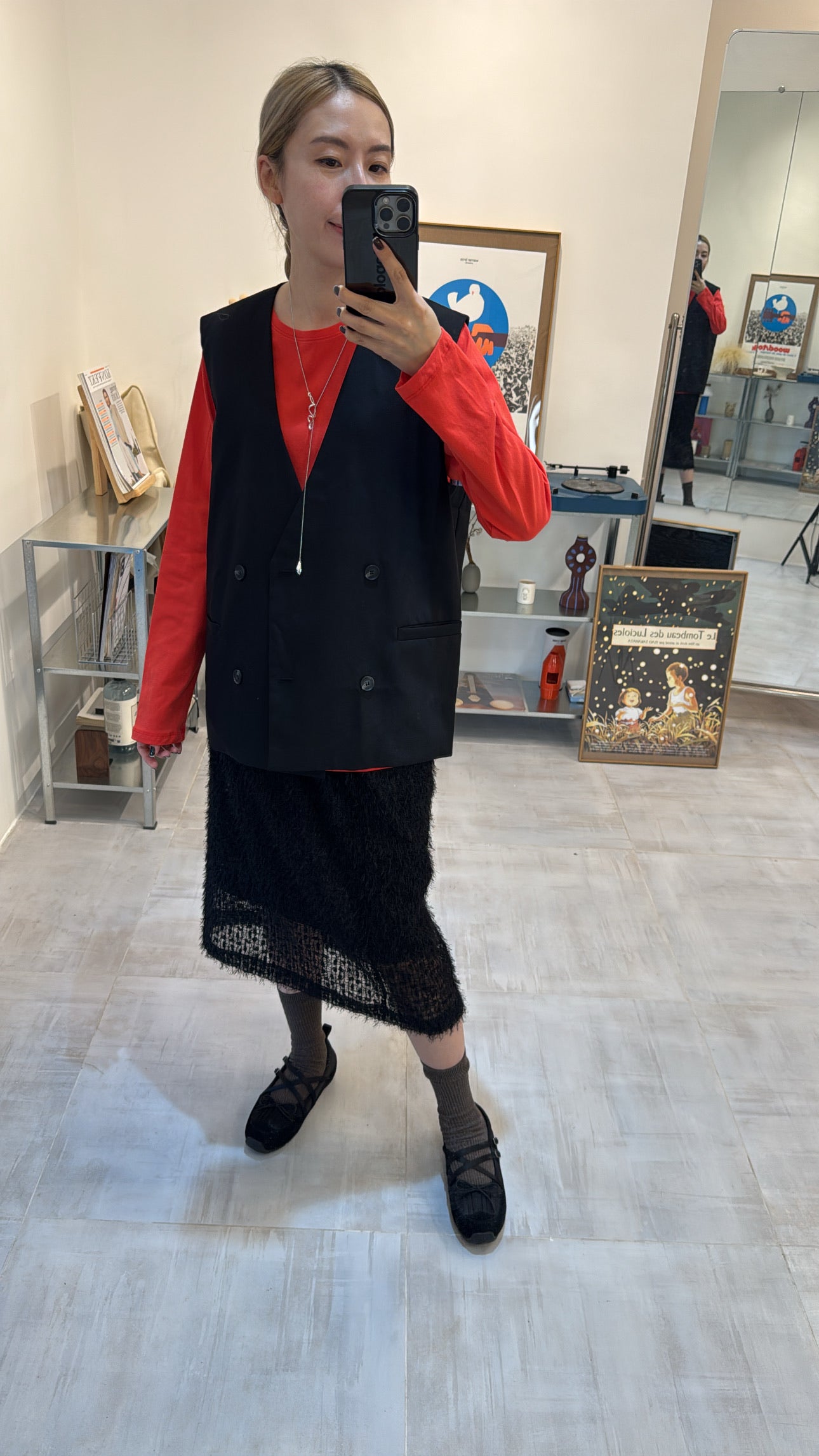 條條質感直身裙/黑