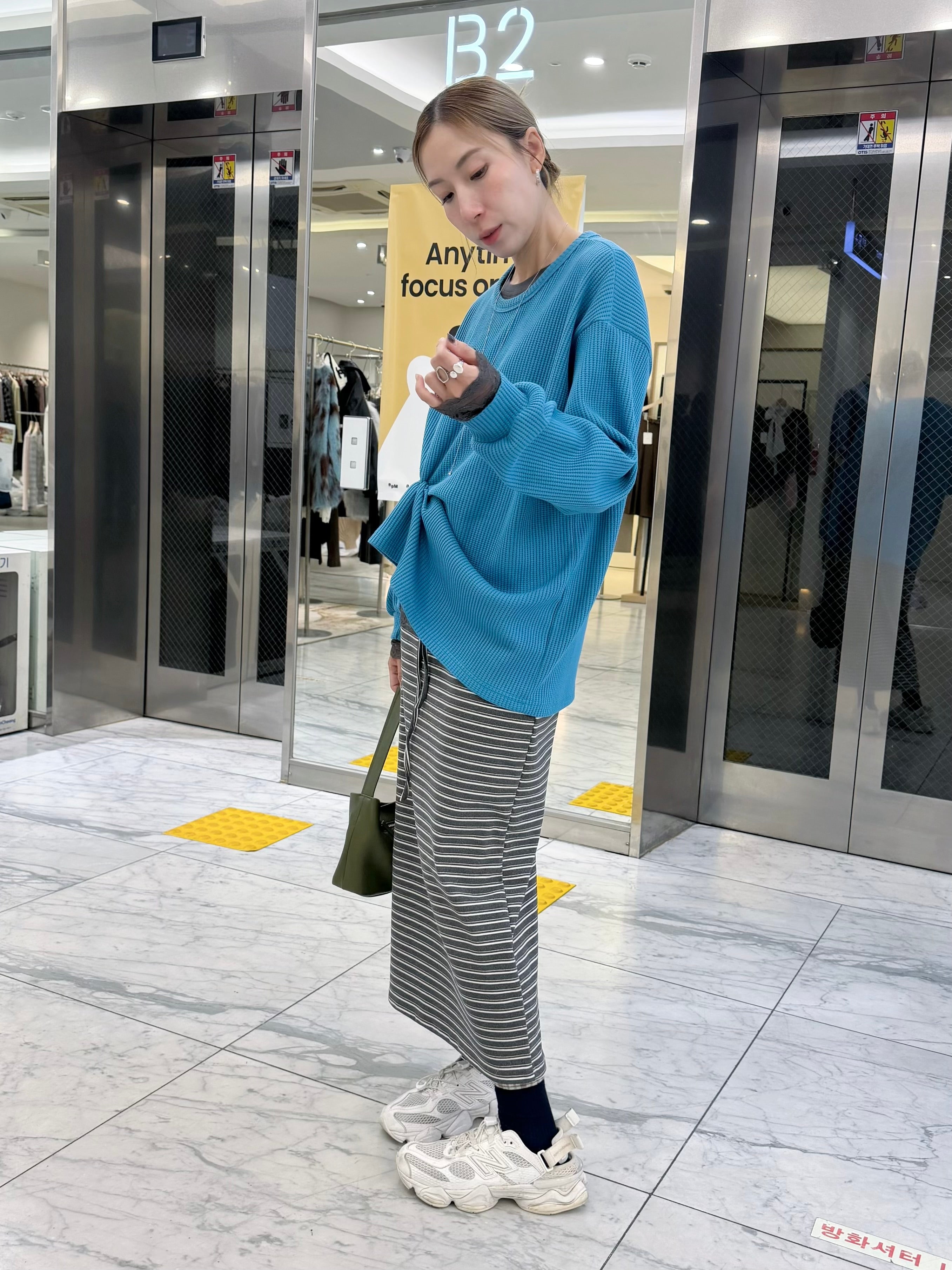 Waffle T-shirt/彩藍
