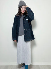 壓褶絲絨直身裙/灰銀