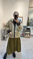 兩側縮褶散裙/橄欖