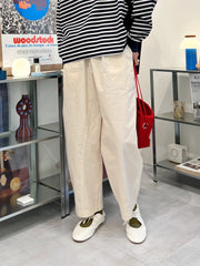 大袋薄身taper褲/米白