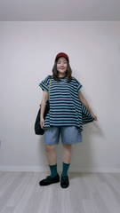 束繩牛仔短褲/藍