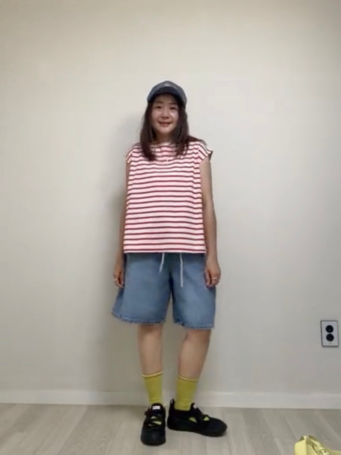 單色幼條A型背心/紅