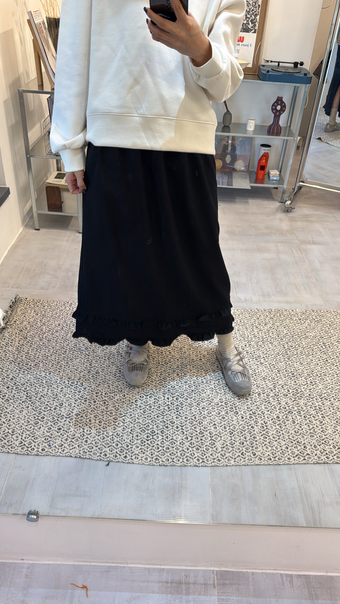 雙Ruffle邊西裝布料裙/黑