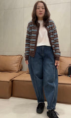 間條Cardigan/啡藍