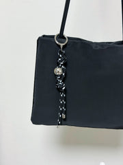 織繩銀珠Key Ring/黑