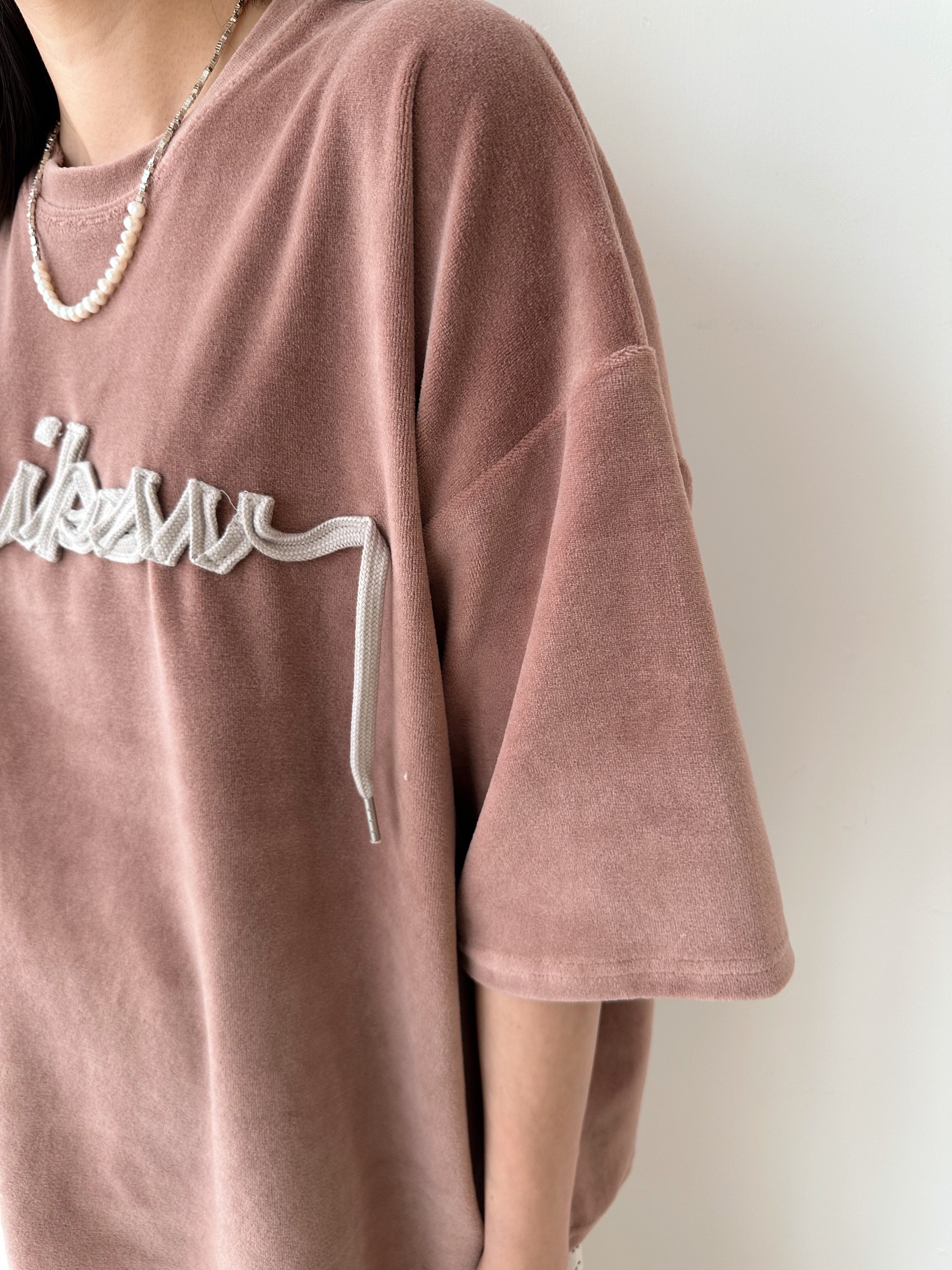 (訂貨)燈芯絨中袖T-shirt/霧粉紅