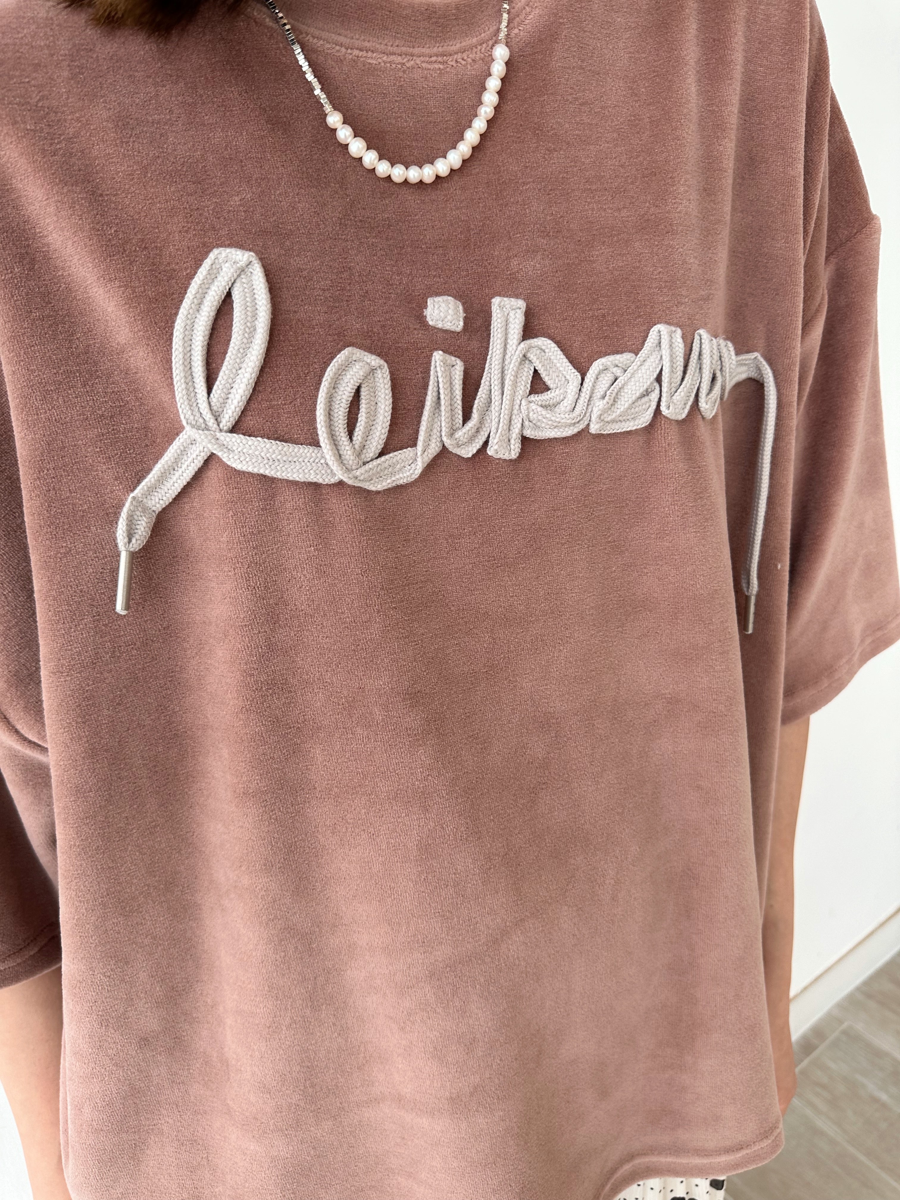(訂貨)燈芯絨中袖T-shirt/霧粉紅