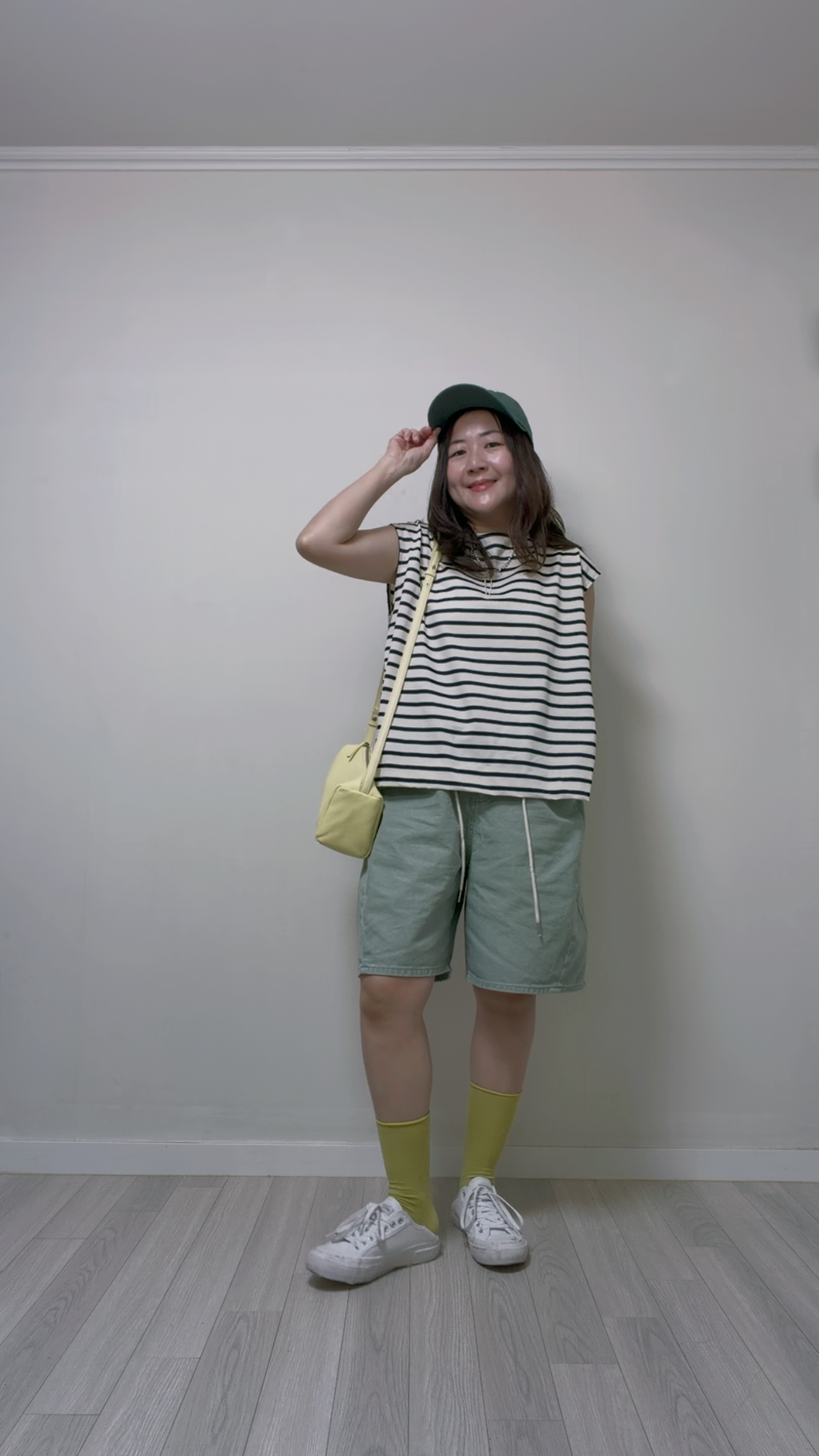 方桶型手袋/淺黃