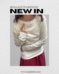 (停產)雙層網摺褶領T-shirt/米白