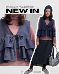 (預購)燈芯絨雙層Ruffle背心/深藍