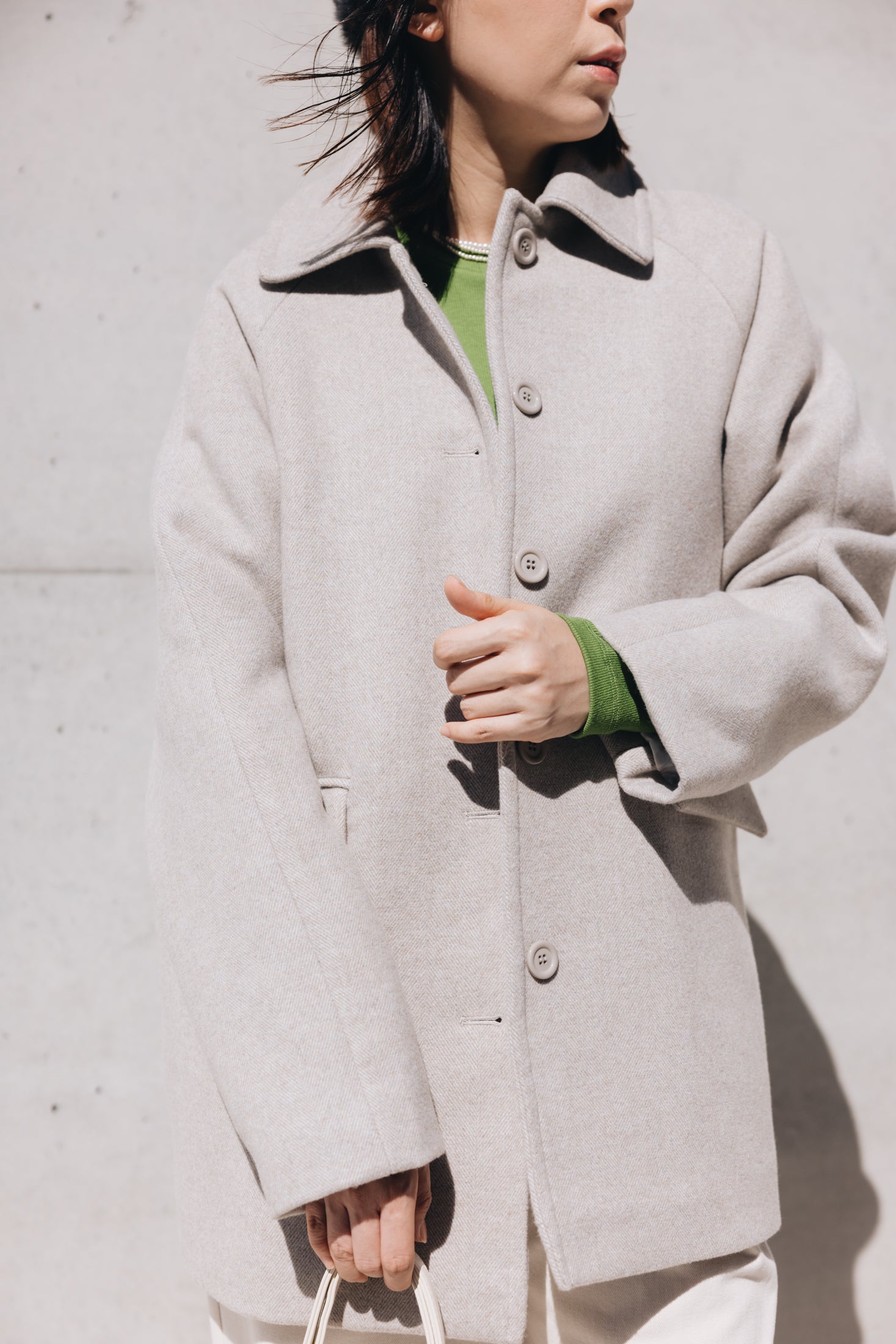 中長 wool coat/杏灰