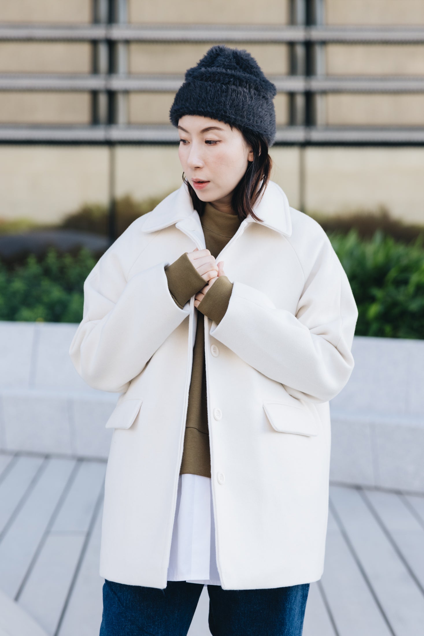 中長 wool coat/白