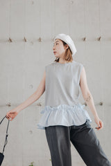 Ruffle腳背心/灰