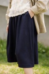 高質靚料及膝褲/深藍