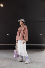 Ruffle雪紡微A裙/白