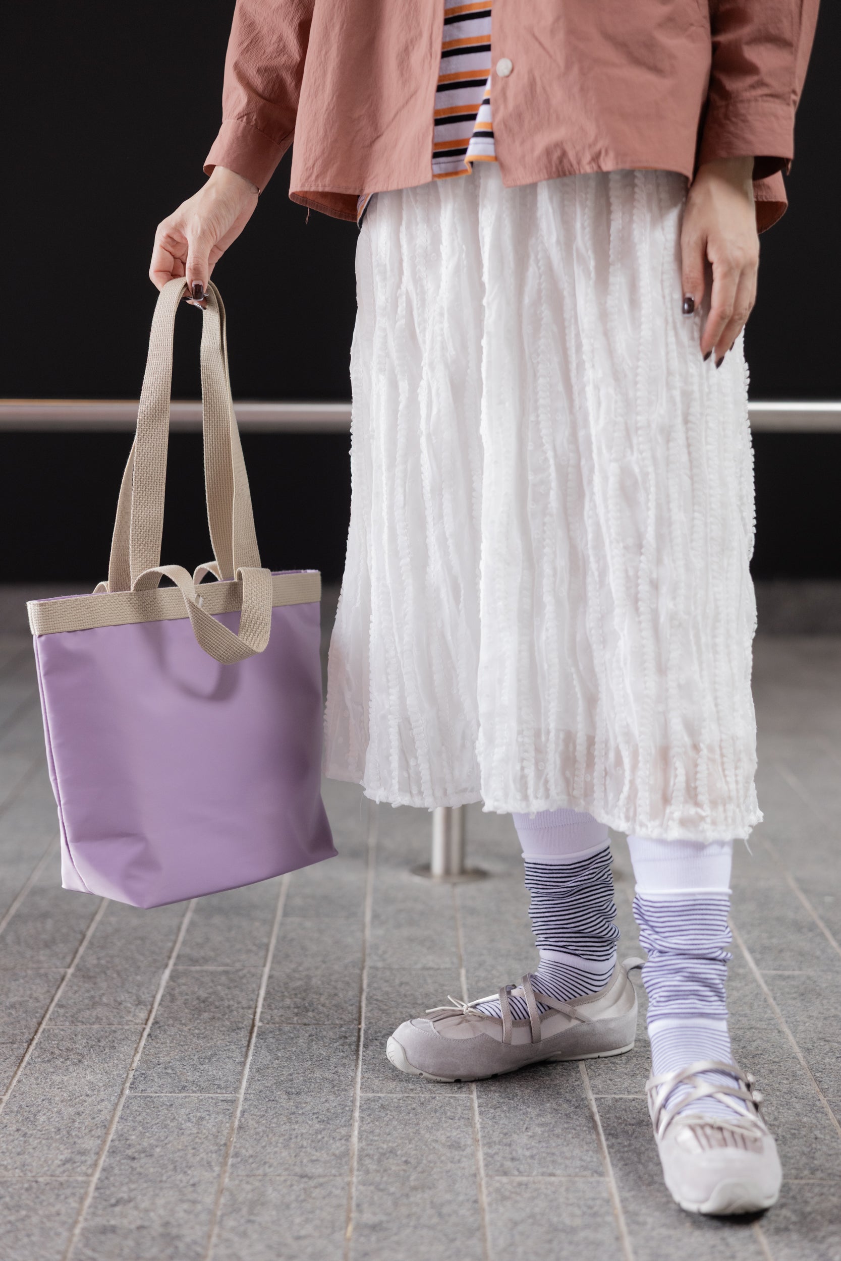 長短帶Tote bag/淺紫