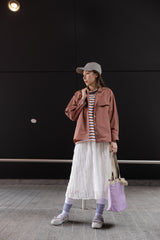 Ruffle雪紡微A裙/白