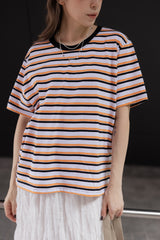 三色間條T-shirt/橙