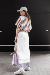 Ruffle雪紡微A裙/白