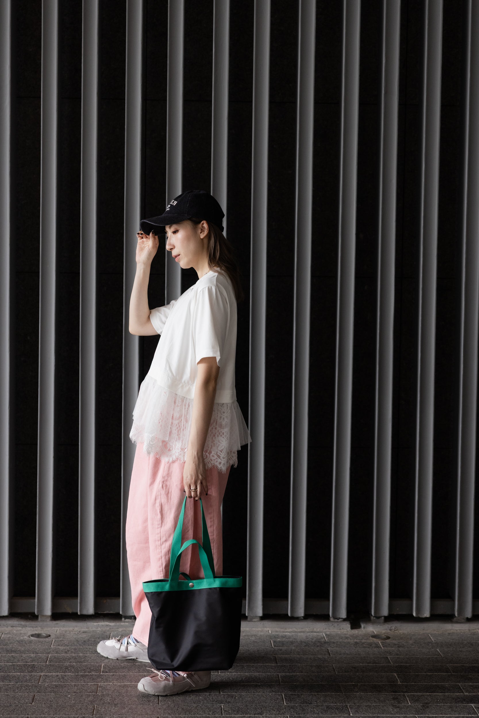 長短帶Tote bag/黑