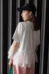 Lace網紗腳T-shirt/白