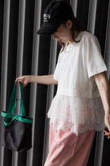 Lace網紗腳T-shirt/白