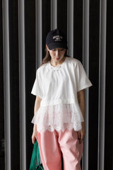 Lace網紗腳T-shirt/白