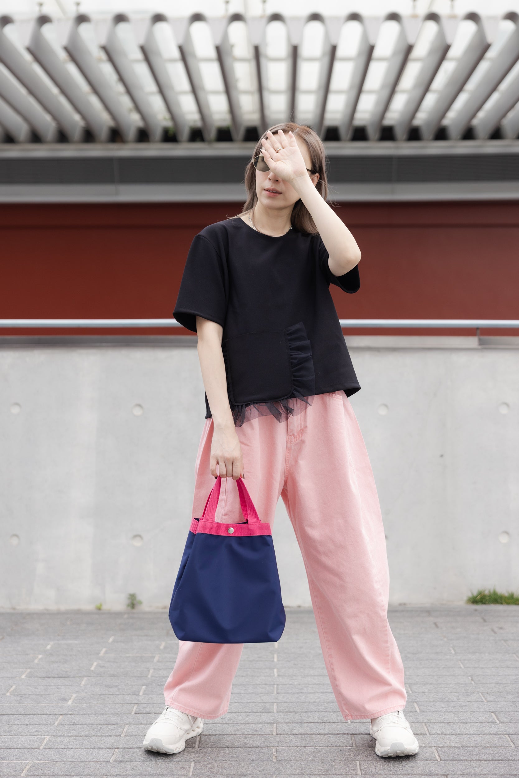 長短帶Tote bag/深藍