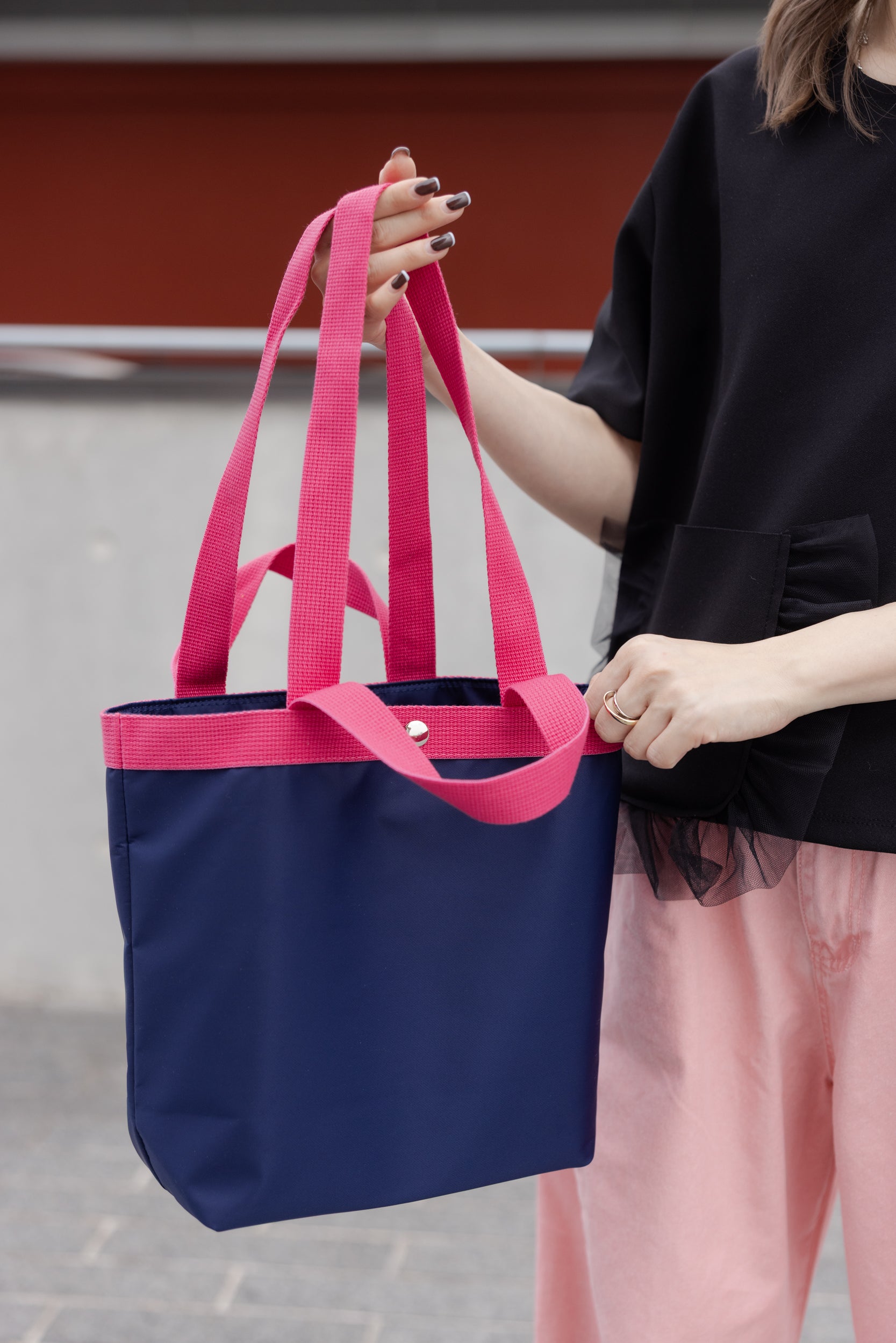 長短帶Tote bag/深藍