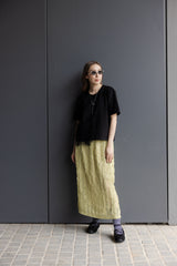 Ruffle雪紡後叉裙/檸檬 (size M/L)