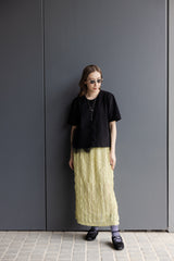 口袋邊紗RuffleT-shirt/黑