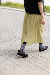 Ruffle雪紡後叉裙/檸檬 (size M/L)