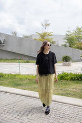 口袋邊紗RuffleT-shirt/黑