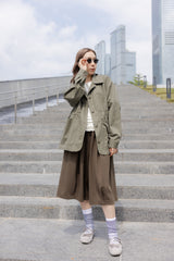 可束腰四袋薄外套/軍綠