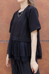 Lace網紗腳T-shirt/黑