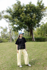 Lace網紗腳T-shirt/黑