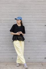 Lace網紗腳T-shirt/黑