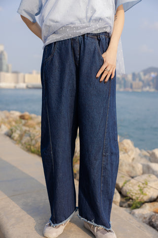 立體褲型牛仔褲/藍