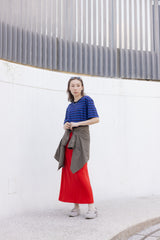 三色間條T-shirt/藍