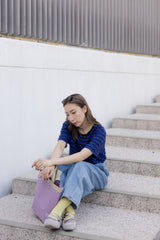 三色間條T-shirt/藍