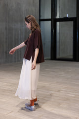 後領小V T-shirt/紫紅