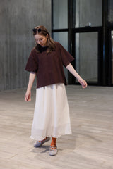 後領小V T-shirt/紫紅