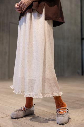 波點雪紡裙/白