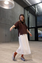 後領小V T-shirt/紫紅