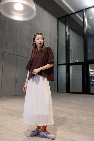 後領小V T-shirt/紫紅