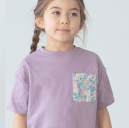 Kids Floral Pocket T-shirt/ purple-90